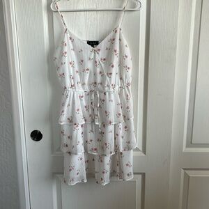 Trixxi White Dress with Red Floral Pattern